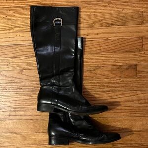 Ann Taylor Black Knee-hi Leather Boots